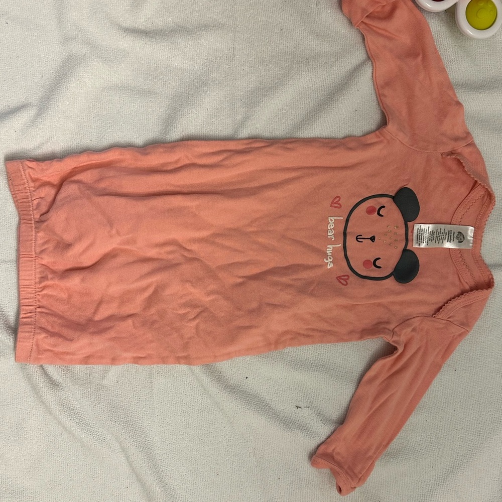 Gerber Coral Baby Sleep Gown with Bear Design